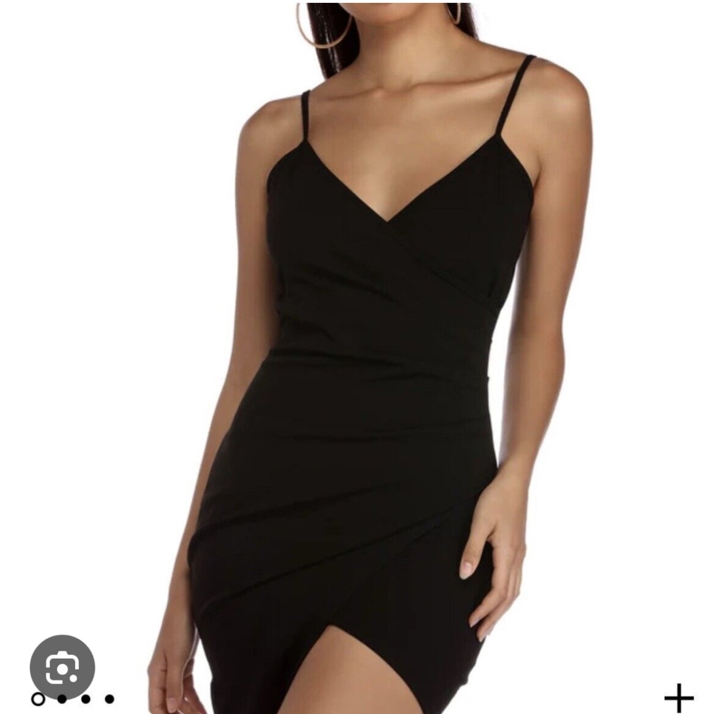 Windsor Silk Asymmetrical Little Black Mini Dress size large